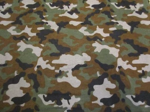 Traditional Camo Super Snuggle Cotton Flannel Fabric Green Brown Camouflage - Picture 1 of 4