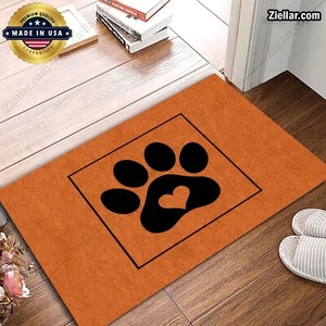 Lindo felpudo de bienvenida con estampado de pata con corazón, alfombra de entrada personalizada para amantes de las mascotas - Imagen 1 de 5