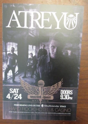 Tarjeta de volante de concierto promocional Atreyu 2010 6x4" Hard Rock Las Vegas Metal Screamo Foto 1 de 2