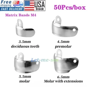 50Pcs/box Dental Sectional Matrix Bands M4 Metal Sectional Contoured Matrice - Picture 1 of 19