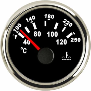 52MM/2″ Water Temp Gauge 100-250F 287.4-22.4ohm 9-32V For Car Marine Truck Black - Picture 1 of 8