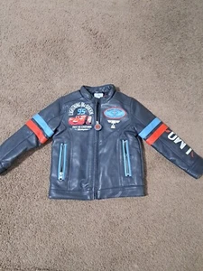 Disney Stores Lightning McQueen Jacket Faux Leather Dark Gray Toddler Size 2 :) - Picture 1 of 18