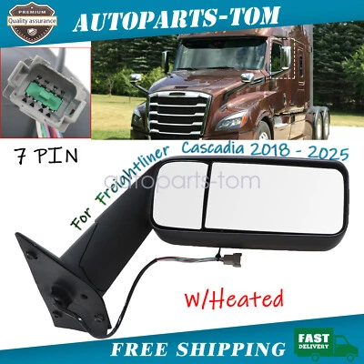 For 2018-2025 Freightliner Cascadia Black Door Mirror Heated Driver Left Side - Image 1 of 4