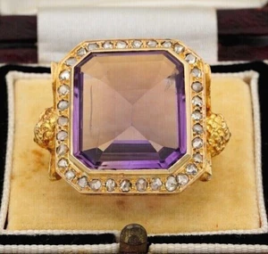Wedding Men's Ring 5CtEmerlad Lab-Created Purple Amethyst 14K Yellow Gold Finish - Picture 1 of 5