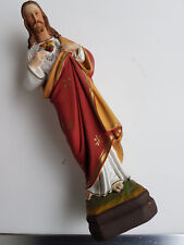 Alte Heiligenfigur, H 43 cm, B 15 cm Stuck, 20. Jh., Herz Jesus, Christus Figur