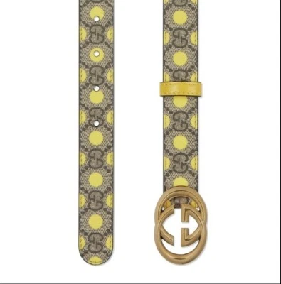 РАСПРОДАЖА! Новый с Ярлыками Gucci блокировки GG горошек GG печати ремень - размер 80-32 - Изображение 1 из 4