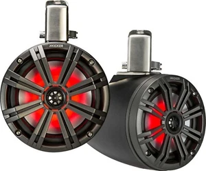 KICKER 45KMTC8 MARINE/BOAT AUDIO 8"WAKEBOARD TOWER SPEAKERS W/LED LIGHT CHARCOAL - Picture 1 of 7