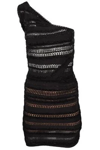 HERVE LEGER BLACK BEAD AND KNIT MINI DRESS XSMALL - Picture 1 of 4