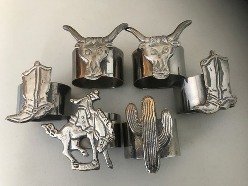 6 Cowboy Western Metal Napkin Holders Cowboy Boot Cactus Steer Horse