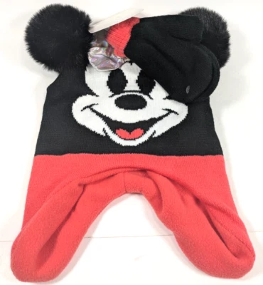 Disney 100 Minnie Mouse Tejido Polar Invierno Sombrero y Guantes Conjunto Niñas Edad 2-7 NUEVO Foto 1 de 4