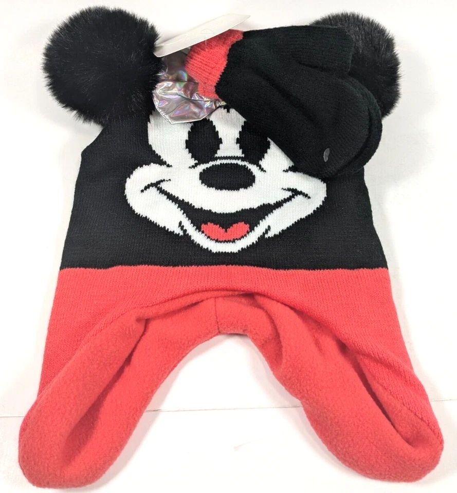 2 Pack Disney Minnie Mouse Hat and Glove Set Toddler Pom Poms and Bow