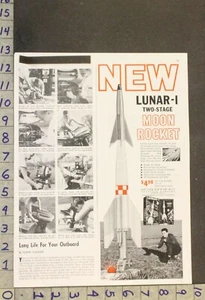 1959 SPACE LUNAR-1 TWO STAGE MOON ROCKET SCIENTIFIC PRODUCTS RICHMOND AD WM45 - Picture 1 of 1