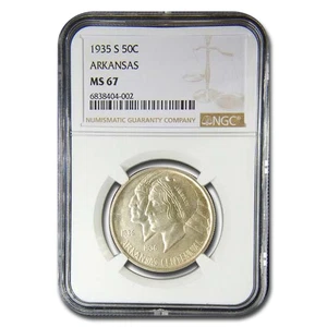 1935-S Arkansas Centennial Commemorative Half Dollar MS-67 NGC - Picture 1 of 3