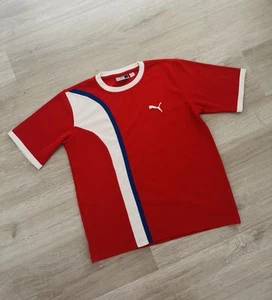 Vintage 90s PUMA Red & White Short Sleeve Sports Top Size M Medium Retro - Picture 1 of 7