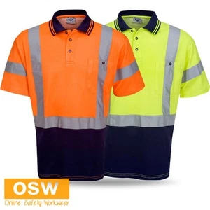 Hi Vis Men's Day/Night Cotton Back True Dry Short Sleeves Work Polo Shirt - Picture 1 of 9