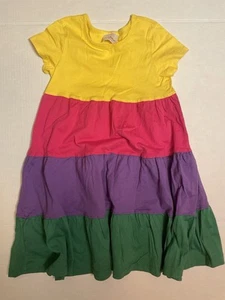Hanna Andersson Dress Girls Size 5 Colorful Short Sleeve Tiered Boho Summer - Picture 1 of 3