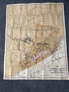 ORIGINAL 34" x 43.5" 1902 N&W POCAHONTAS COAL FIELD MAP VIRGINIA & WEST VIRGINIA - Picture 1 of 11
