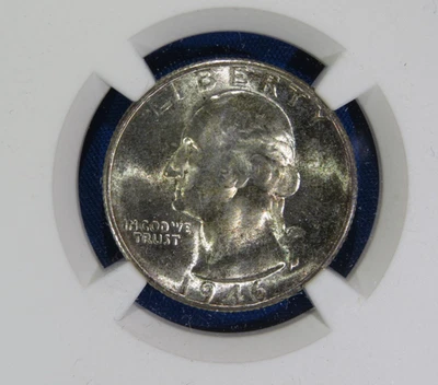 1946 S  Washington Quarter NGC MS 66 with mild, neutral toning - Image 1 of 3