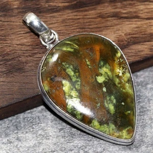 Australian Green Opal 925 Silver Plated Pendant 2.1" Aesthetic Jewellery GW - Picture 1 of 3