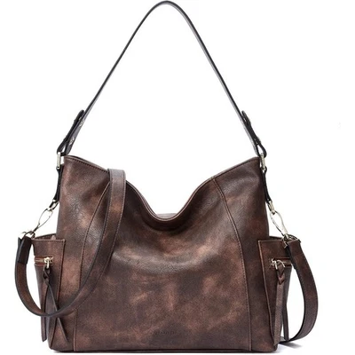 全新带标签 BOSTANTEN 深棕色素食皮革流浪汉单肩包钱包斜挎包 — 第 1/4 张图片