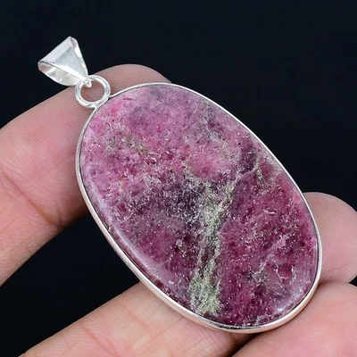 Colgante hecho a mano de rodonita enchapado en plata 925 de 2,33" Foto 1 de 3