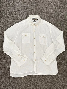 Musto Men's Linen White Long Sleeve Utility Shirt Size XXL 2XL Summer Holiday - Picture 1 of 8