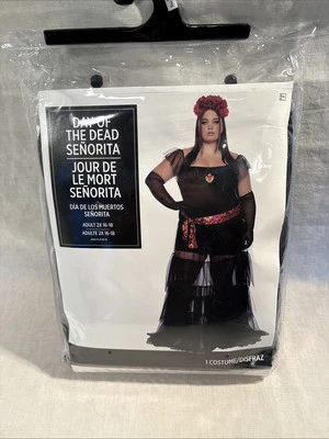 Nuevo Día de Muertos Esqueleto Disfraz Guantes Adulto 2XL Mujer Vestido Halloween Foto 1 de 4