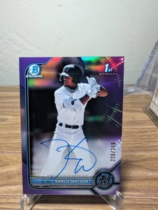 2022 Bowman - Cromo Auto Kahlil Watson #CPA-KW Viola Rifrattore /250 1° RC - Foto 1 di 2