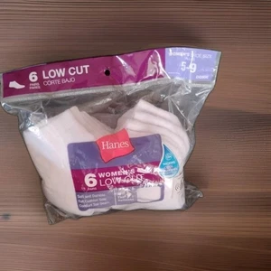 1 Packung mit 6 Paar Hanes gepolsterten tief geschnittenen Damensocken, weiß (Schuhgröße 5-9) - Bild 1 von 11