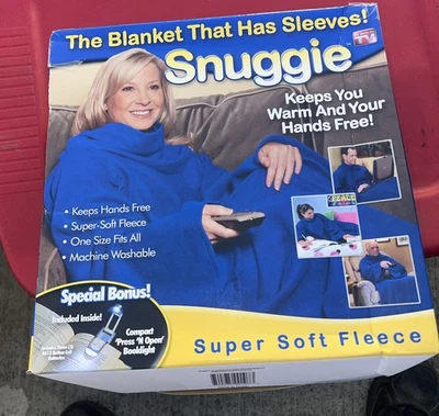 SNUGGIE Original Blanket Sleeves Blue Adult Soft Fleece In Box One Size - Image 1 of 4