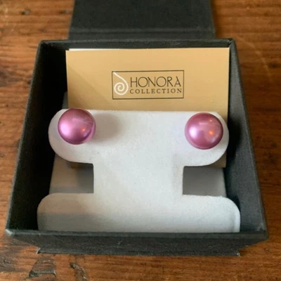 Pendientes Honora de plata de ley 925 perlas cultivadas de agua dulce 9,5 mm rosa Estate Foto 1 de 4