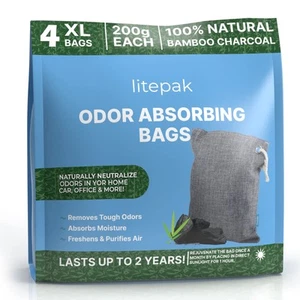 Odor Absorbing Bags - 4 XL Bags - Activated Charcoal Odor Eliminator for Car ... - Picture 1 of 9