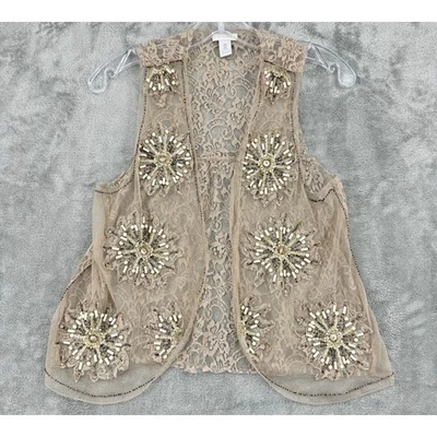 Chaleco Chicos 0 EE. UU. Pequeño Con Cuentas Encaje Bohemio Transparente Festival Boho Hada Grunge Bronceado Foto 1 de 4