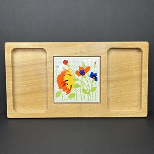 Vintage MCM Georges Briard Wooden Floral Serving Board Tray Cheese Holder 13” - Picture 1 of 8