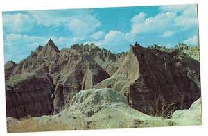 BAD LANDS NATIONAL MONUMENT Pointed Peaks Badlands South Dakota Postcard SD  - Picture 1 of 2