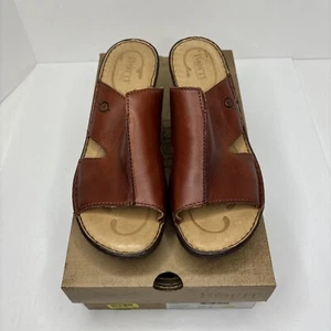 Born Melyssa Rust Bag Pipe Slip On Sandals Clogs Brown Leather Women’s Size 10 - Picture 1 of 11
