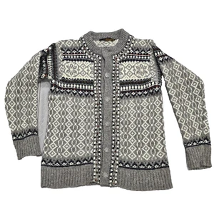 Vintage Norlander Cardigan Knit Sweater Men's Small Pure Wool Norway Grey - Picture 1 of 11