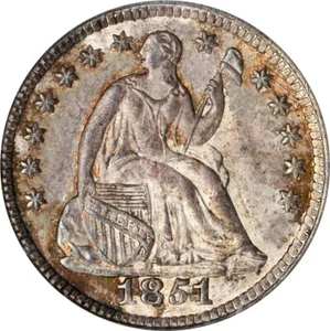 1851-O Liberty Seated Half Dime. V-2. MS-65 (PCGS). CAC. - Picture 1 of 4