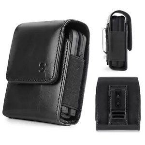 For Motorola RAZR 40 /RAZR 40 Ultra - Black Leather Pouch Holster Belt Clip Case - Picture 1 of 6