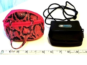Bolso Bandolera Negro Vintage 2 Monederos Pequeños Años 90 Rosa Caimán - Imagen 1 de 11