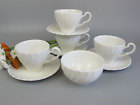 Johnson Brothers Regency Cups & Saucers x4. White stoneware tea set. Large 270ml