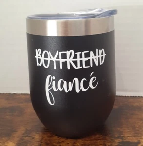 Fiance Boyfriend and girlfriend Wine Tumbler Black White - Picture 1 of 4