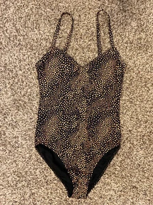 Neu ohne Etikett Seafolly One Piece Badeanzug Gr. 8 schwarz orange gefleckter Punktdruck - Bild 1 von 6