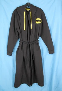 TM & DC COMICS Lounge BLACK FLEECE Tie Belt HOODED Pockets BATMAN ROBE Sz S/M - Picture 1 of 6