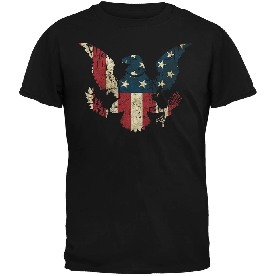 4th of July Eagle Distressed American Flag Black Youth T-Shirt - Image 1 of 1