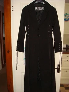Poizen Industries Long Black Goth Coat, Size Large. - Picture 1 of 9