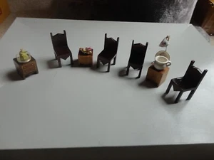 Vintage Miniature Wooden Doll House Furniture Lot Mixed Pieces - Picture 1 of 4