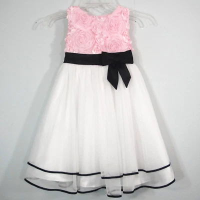 Fancy Dressy Spcecial Occasion Formal Dress Pink Black White Satin Tulle girls 6 - Image 1 of 4