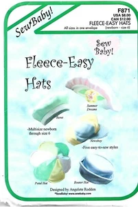 Sew Baby Pattern #F871-Fleece Easy Hats-Sizes Newborn-Size 6-Beret-Petal Hat ++ - Picture 1 of 1