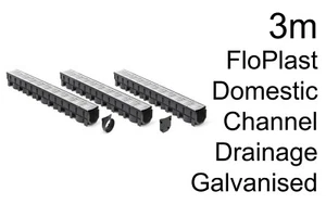 3m Channel Drainage FloPlast D751 Domestic Driveway Galvanised Steel Grating - Picture 1 of 2